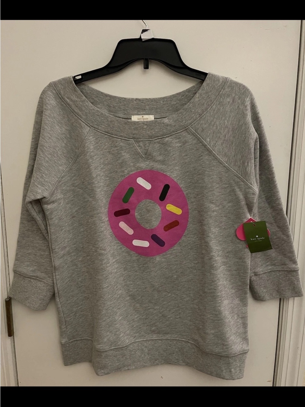 Kate Spade New York x Darcel Gray Sweatshirt with Pink Donut Graphic NWT